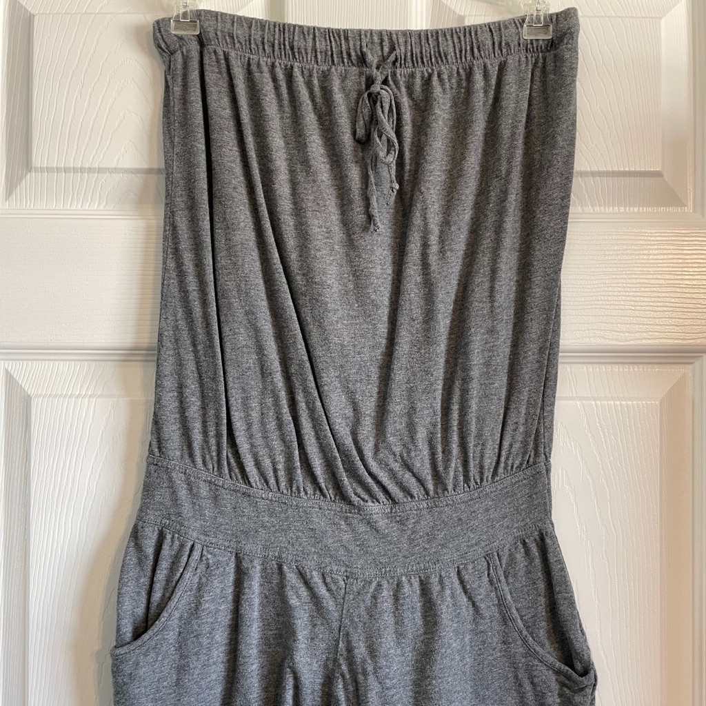 Gray Strapless Romper.